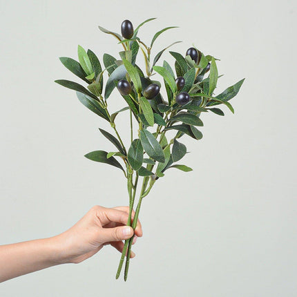 5PCS Artificial Olive Branch Greenery Fake Olive Leave with Fruit for Home Decor