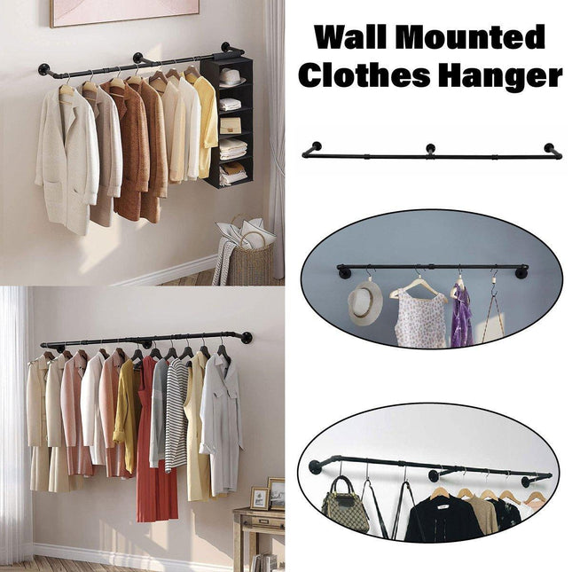Industrial Pipe Wall Mounted Clothing Rack Display Factory Style Hanger Storage