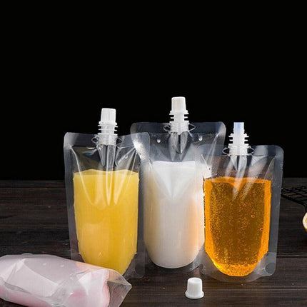 20PCS 250ML Clear Plastic Spout Flask Bladder Bags Alcohol Pouch Leak Proof Cap - Aimall