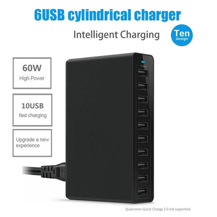 60W 10 Port USB Charger Multi Port AC Adapter Travel Wall Hub Charging Station