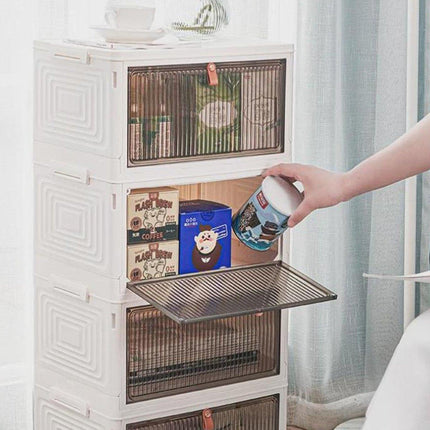 4 Tier Plastic Storage Cabinet with Wheels Large Capacity Foldable Storage Bins