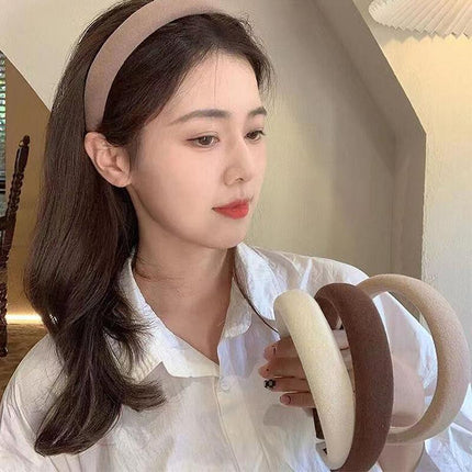 Women Thick Padded Wide Headband Sponge Hairband Wedding Party Plain - Aimall