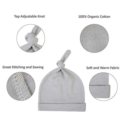 3PCS Baby Knot Hats Soft Cotton Toddler Caps Multicolor Newborn Beanie Pull Cap