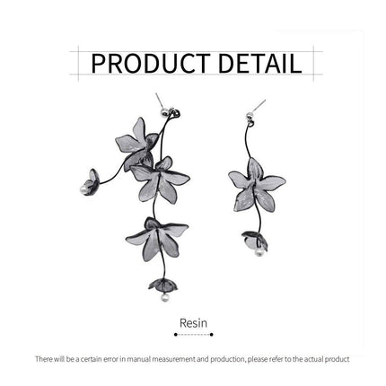 Retro Ink Painting Resin Tassel Earrings Women Floral Design Vintage Jewelry