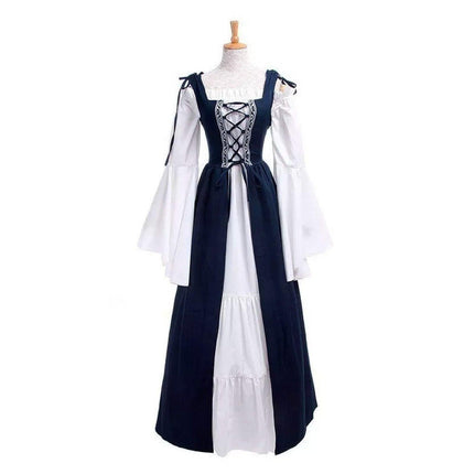 Halloween Costume Amazon Explosions European And American Square Collar Bundle Waist Medieval Renaissance Retro Dress