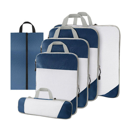 6pcs Mesh Visible Travel Storage Set Waterproof Nylon Compressible Storage Bags