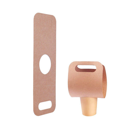 100pcs Kraft Paper Cup Holder Portable Coffee Drink Carrier Reusable Storage