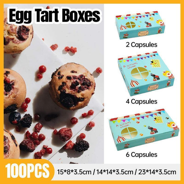 Portuguese Style Egg Tart Box 2 4 6 Grain Packing Carton Bakery Pastry Supplies