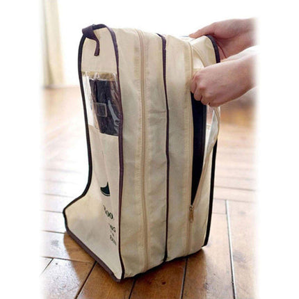 4PCS Beige Travel Shoe Bag Home Boot Storage Visual Dustproof Long Short Covers