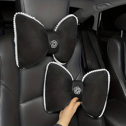 Black Bowknot Neck Pillow Plush Bow Tie Soft Plush Car Headrest Waist Support