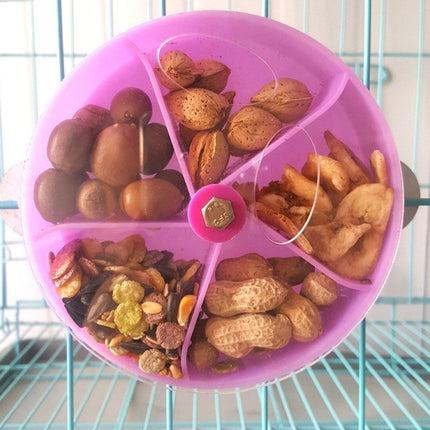 Parrot Foraging Toy Bird Chew Wheel Food Dispenser Divider Box Cage Accessory