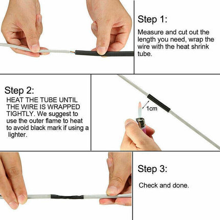 Grade Marine Heat Shrink Tubing 3:1 Wire Sleeve Glue Inside Fast Wrap Insulation Black - Aimall