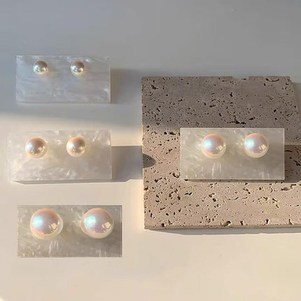 Delicate 925 Sterling Silver 8,10,12,14mm Natural Freshwater Pearl Stud Earrings - Aimall