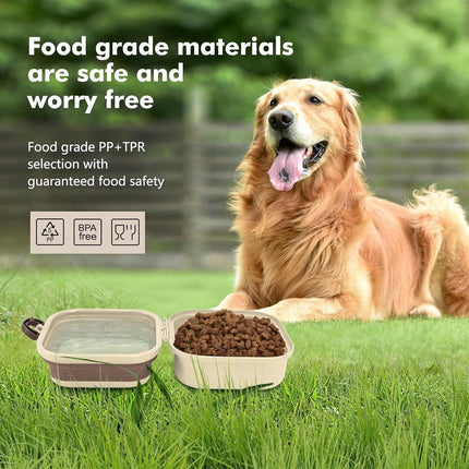 2 in 1 Outdoor Portable Pet Dog and Cat Food Water Bowl for Travel and Hiking