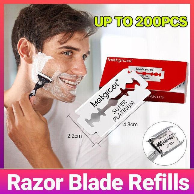10-200 Pcs Super Platinum Ultra Sharp Double Edge Cut Throat Razor Barber Blades - Aimall