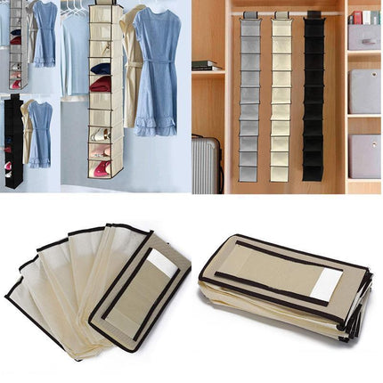 10 Tier Clothes Organiser Wardrobe Hanging Storage Closet Shoes Hanger Bag AU - Aimall