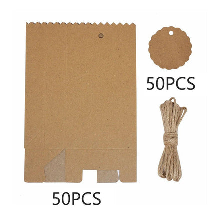 50PCS Vintage Kraft Paper Box DIY Candy Cookie Bags Wedding Favor Gift Boxes