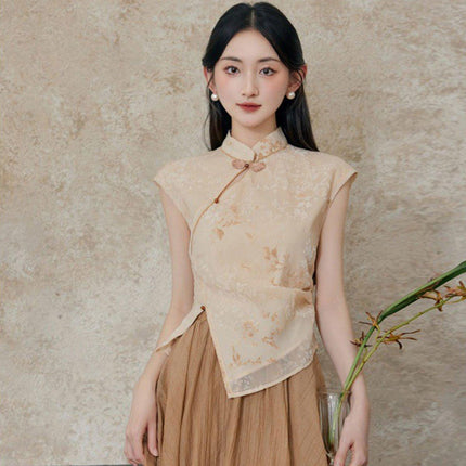 Chinese Style Sleeveless Slimming Dress Women High-end Retro Summer Skirt Suit