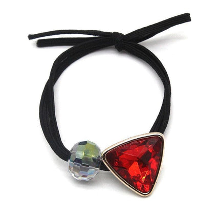 Women Headband Ponytail TriangleDiamond Stretch Hair Rope Multi Colours Concise - Aimall