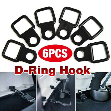 6PCS Black Heavy Duty Fixing Point Anchor Eye Tie Down Lashing Loop D-Ring Hook - Aimall