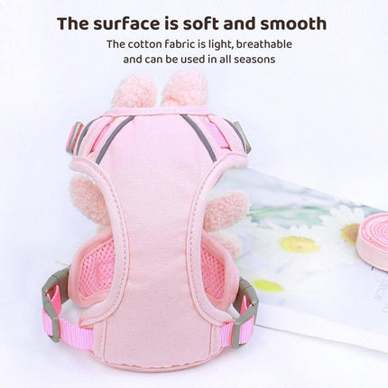 Kitten Dog Cat Walking Harness Lead Leash Collar Pet Vest Cute Rabbit Adjustable