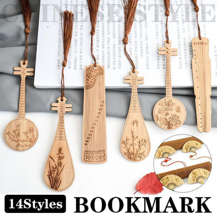Chinese Style Bass Book Folder Book Clip Bamboo Bookmark Guitar Bookmark Lable - Aimall