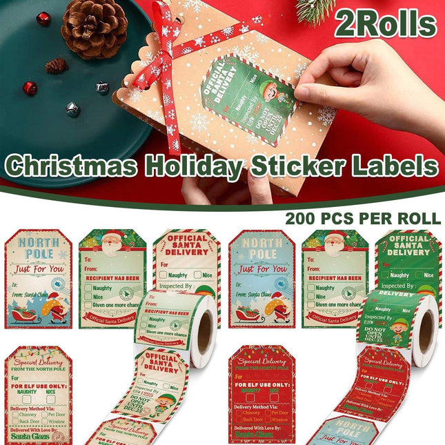 2 Rolls Christmas Stickers Labels Holiday Gift Wrapping Decoration Supplies