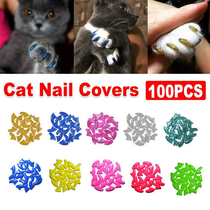 100PCS Anti Scratch Paw Covers for Cats and Kittens Nail Protector Soft Paw