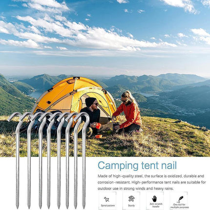 12PCS Tent Pegs Steel Ground Camping Stakes Outdoor Nail 6mm Heavy Duty New - Aimall