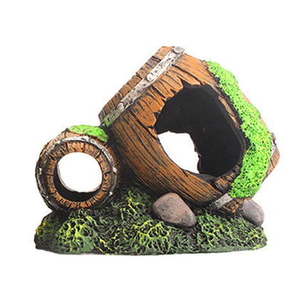 Aquarium Fish Tank Decoration Hiding Cave Simulation Barrel Aquascape Ornament