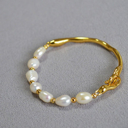 Simple Irregular Freshwater Pearl Necklace and Bracelet Set Elegant Women