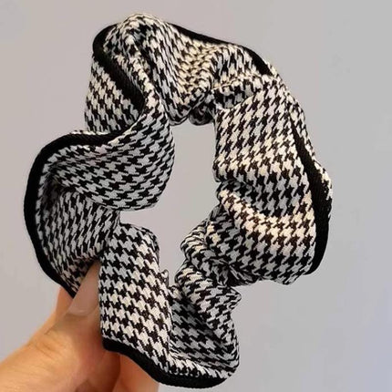 Women Large Scrunchies Plaid Hair Bands Elastic Hair Tie Rope Ring Ponytail Gift - Aimall