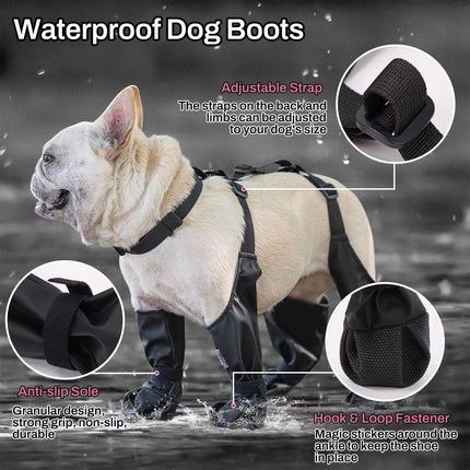 Dog Adjustable Suspender Boots Waterproof Dog Shoes Anti-Slip Pet Paw Protector