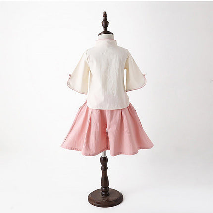 Chinese Hanfu Dress Set Girls Traditional Tang Suit Summer Outfit Cultural