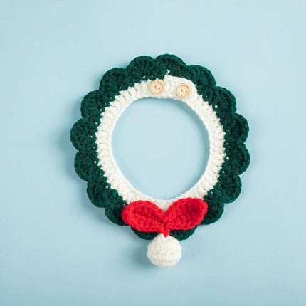 Adjustable Knitted Pet Collar Cute Bib Style for Cats and Small Dogs