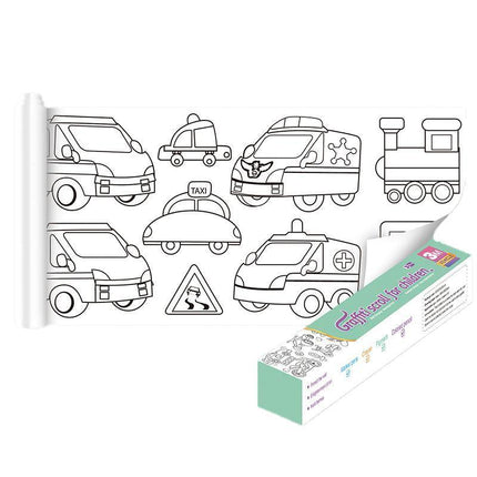 Children's Drawing Roll W/12Pens,DIY Sticky Filling Paper Early Educational Gift - Aimall