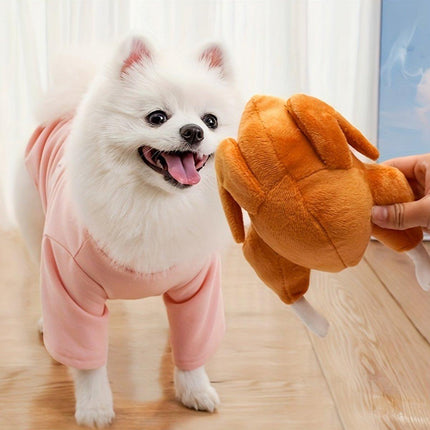 Plush Roast Chicken Dog Toy Squeaky Sound Stuffed Interactive Pet Plaything