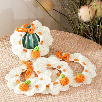 Adjustable Knitted Pet Collar Cute Bib Style for Cats and Small Dogs