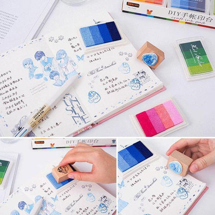 4Colours Fingerprint Stamp Set with Plastic Case Washable Color DIY Ink Pad - Aimall