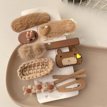 Children Plush Hair Clip Bangs Clip Cartoon Barrettes Korean Style Kids Hairpin - Aimall