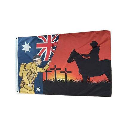 Lest We Forget Flag Australian War Horse Flag ANZAC Day Remembrance Flag - Aimall