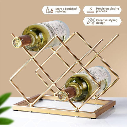 Iron Gold Wine Rack Home Storage Red Wine Rack Organizer Modern Wine Display
