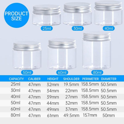 10pcs Transparent Wide Mouth Bottle Silver Lid Cream Dispenser Skincare Jars