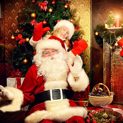 Classic 11-piece Luxury New Plus Size Santa Suit Classic Stage Costume Set
