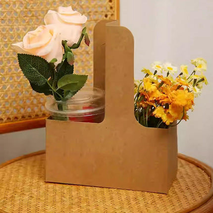 100pcs Kraft Paper Cup Holder Portable Coffee Drink Carrier Reusable Storage