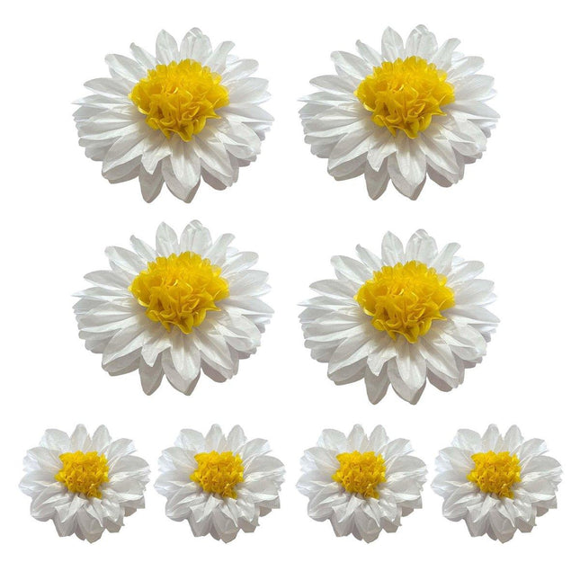 8PCS Sunflower Daisy Paper Flowers 20cm/30cm Wall Hanging Party Room Decoration