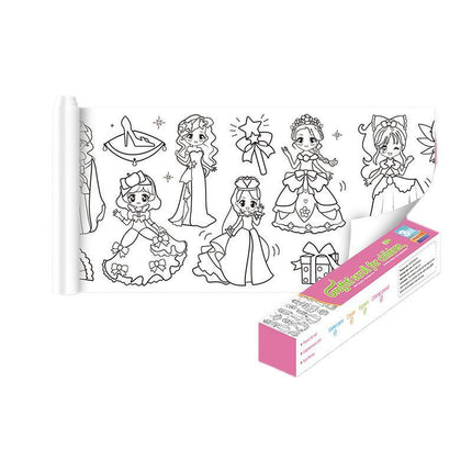 Children's Drawing Roll W/12Pens,DIY Sticky Filling Paper Early Educational Gift - Aimall