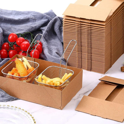 50PCS Disposable Kraft Paper Takeout Lunch Box Picnic Dessert Food Packing