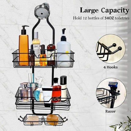 Perforation Free Toilet Bathroom Wall Shelf Household Shower Storage Organizer