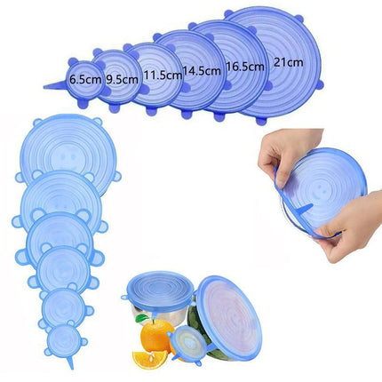 6PCS Stretch Reusable Silicone Food Saver Cover Seal Insta Lids Bowl Wraps - Aimall
